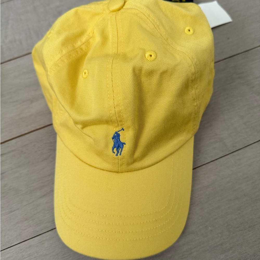 Ralph Lauren Yellow Baseball Cap with Blue Polo Logo